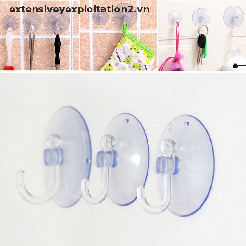 Set 2 móc treo đồ gắn tường trong suốt có giác hút tiện dụng