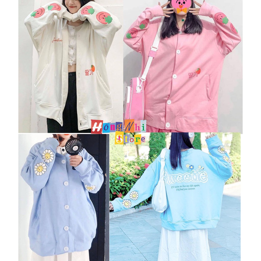 Áo Khoác Cardigan In Hình Sweetie Oversize Ulzzang Unisex Dáng Rộng - MM