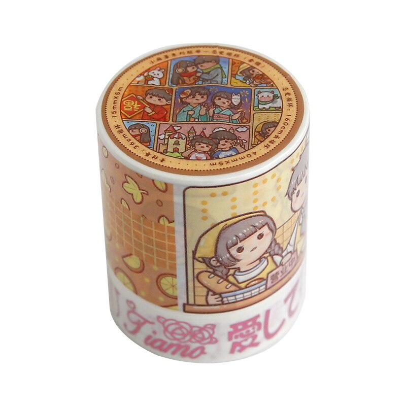 Set 2 cuộn băng keo Washi họa tiết hoạt hình sang trọng trang trí đa dụng