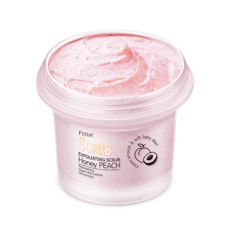 [Hương Đào] Tẩy tế bào chết mặt body toàn thân đào Fenyi Scrub Honey Peach 100g tẩy sạch da chết trắng sáng mịn màng