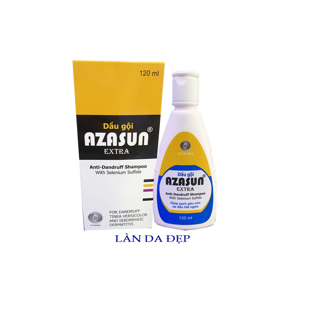 Dầu gội Gamma Azasun Extra 2.5% ngừa gàu sạch da đầu dưỡng tóc khỏe mạnh chai 120ml