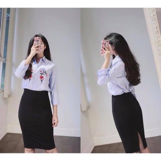 Chân váy zip công sở umi xẻ sau