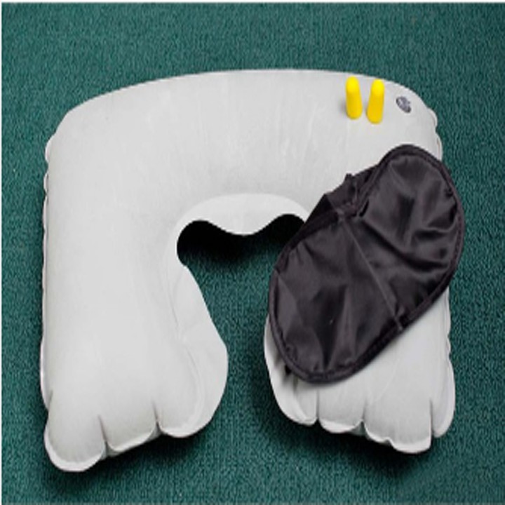 Combo gối hơi du lịch, miếng che mắt và 2 nút bịt tai khi ngủ