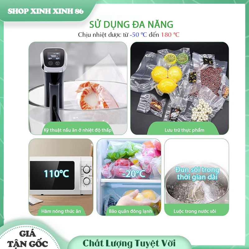 Túi Hút Chân Không Thực Phẩm 1 Mặt Nhám Dạng Cuộn - Cuộn Túi Hút Chân Không