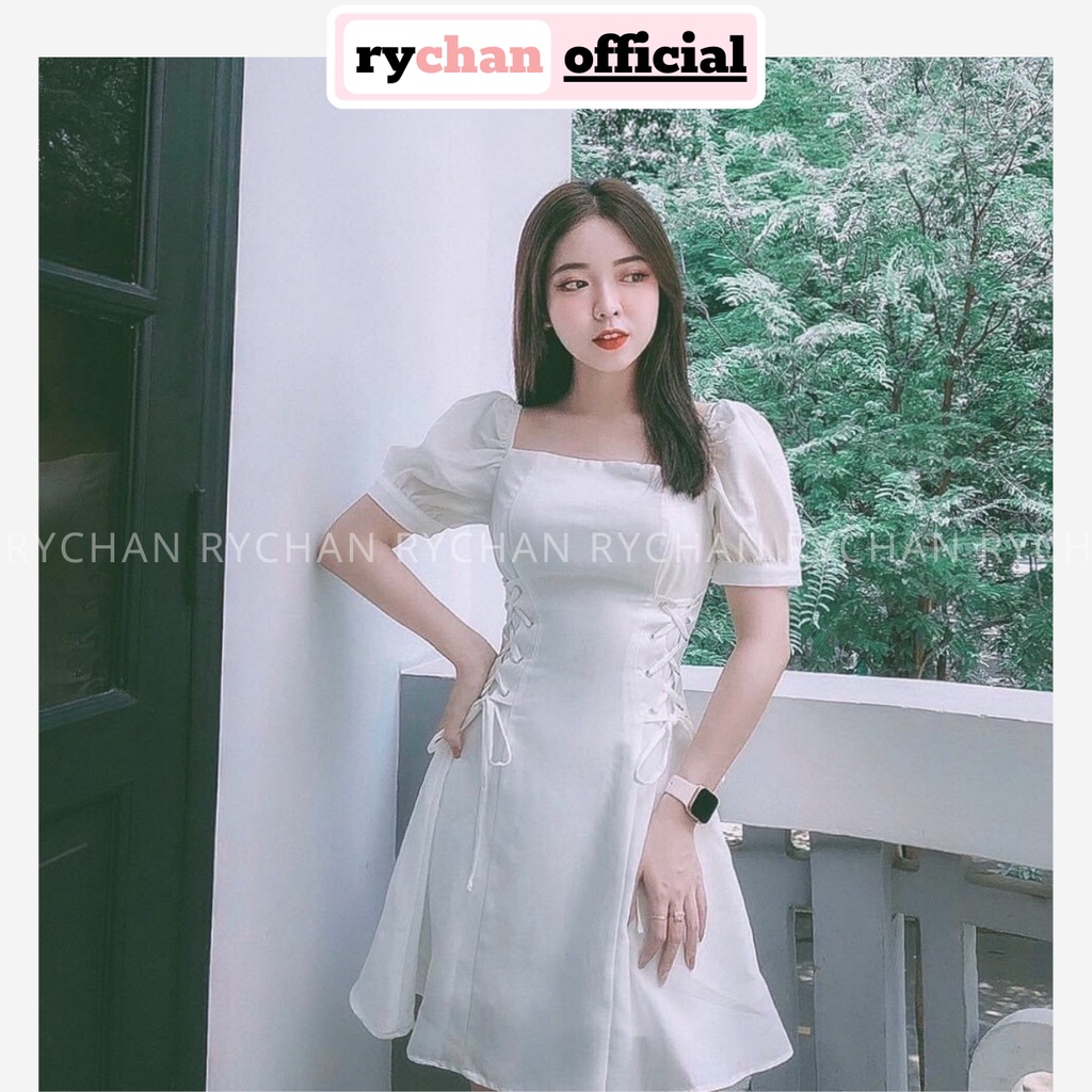 Đầm Xòe Đan Eo Cổ Vuông 3 Màu - DX933