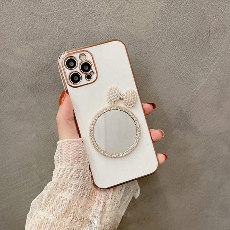 IPhone 12mini Case Is Suitable for IPhone XR Electroplating XS Fine Hole 11promax IPhone 12 Promax 11 Promax iPhone 11/8 Plus/12 Mini/7/8/X/XsMax Water Drill 7 Pearl 8 Mirror IPhone Case