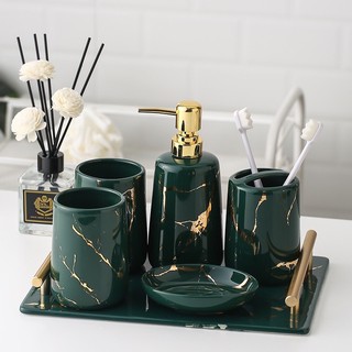 Bộ đồ dùng nhà tắm gốm sứ vân vàng hàng cao cấp