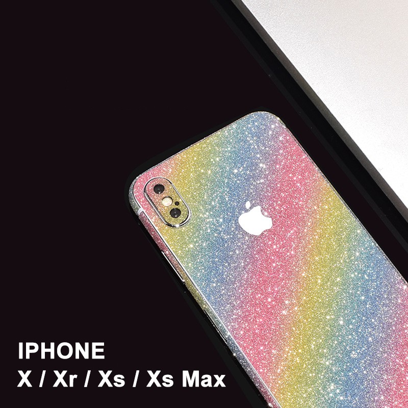 Dán Mặt Lưng Iphone X / Xr / Xs / Xs Max Full Viền Phiên Bản Màu Kim Tuyến Rực Rỡ