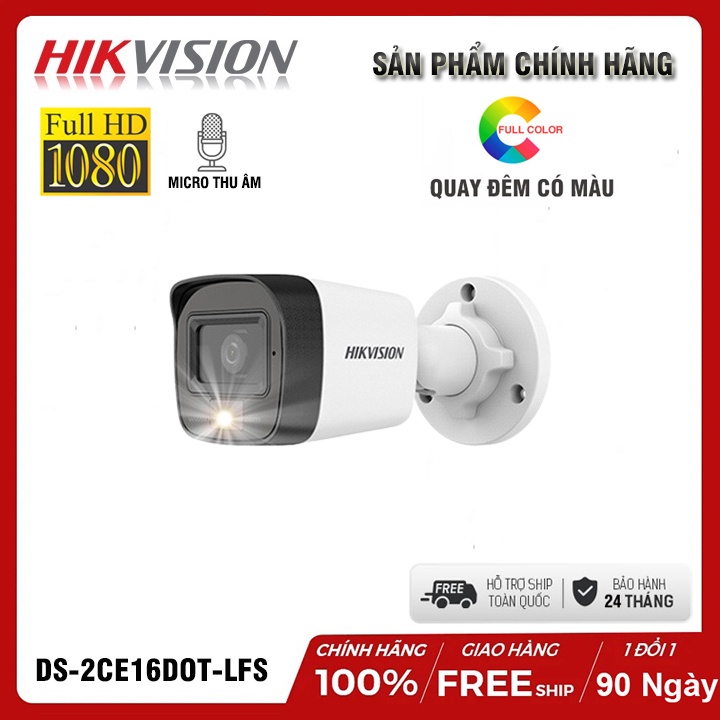 BỘ CAMERA GIÁM SÁT CÓ MÀU BAN ĐÊM HIKVISION 2.0MP -FHD 1080P, CÓ MIC THU ÂM, ĐỦ PHỤ KIỆN LẮP ĐẶT - BẢO HÀNH 2 NĂM