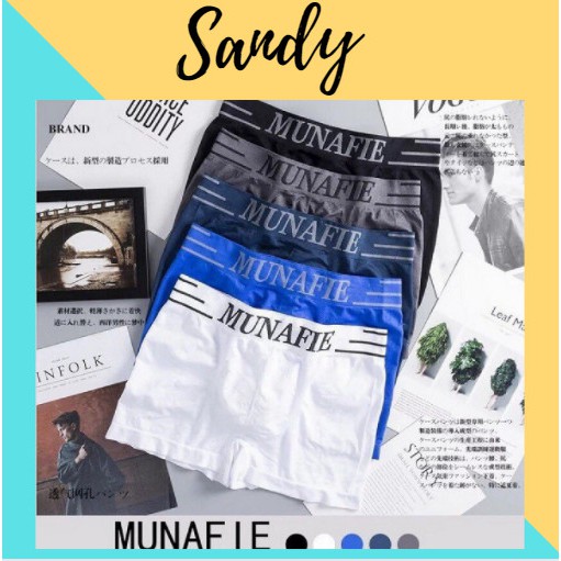 Sịp đùi nam boxer munafie co giãn 4 chiều❣️❣️FREESHIP❣️❣️mỗi quần 1 túi zip freeSize thông hơi vải mềm mịn