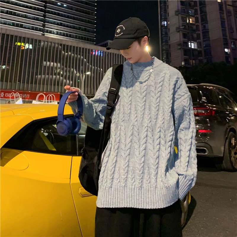 Áo sweater tay dài dáng rộng màu trơn phong cách mùa đông cho nam Hàn Quốc Sọc áo dài tay áo phông Nam Bigsize  Unisex áo len from rộng