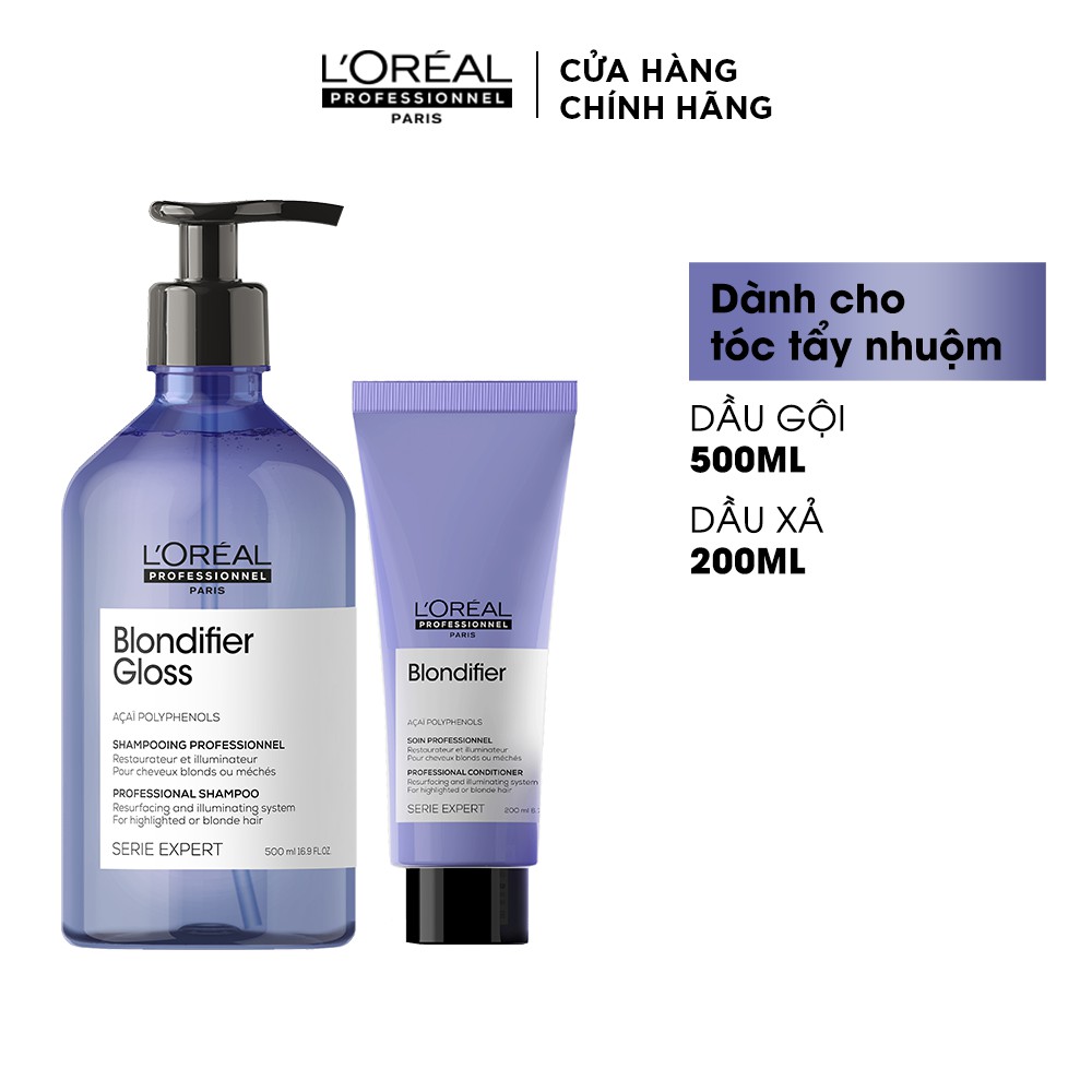 Combo gội xả chăm sóc chuyên biệt cho tóc tẩy Serie Expert Blondifier Gloss