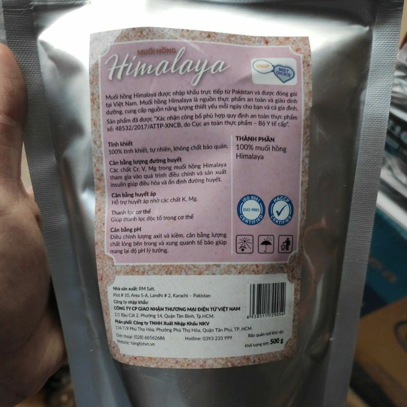 (HSD: 09/2026) 500gr muối hồng Himalaya loại mịn