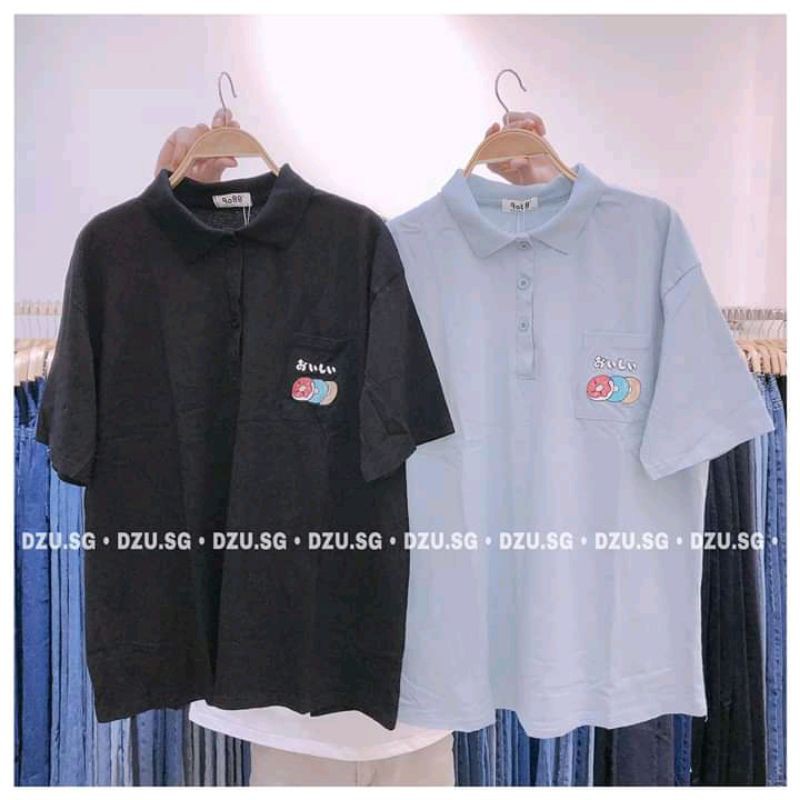 [Rẻ Vô Địch] Áo cotton tay lỡ Unisex -- Áo polo túi in bánh ngọt | BigBuy360 - bigbuy360.vn