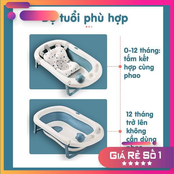 FREE SHIP !!! Chậu tắm gấp gọn có nhiệt kế tiện dụng kèm phao cho bé yêu