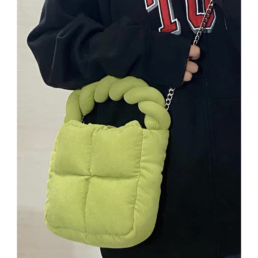 Túi Đeo Chéo Vai Bằng Vải Nhung Kẻ Mềm Thiết Kế Thời Trang 021 Cho Nữ