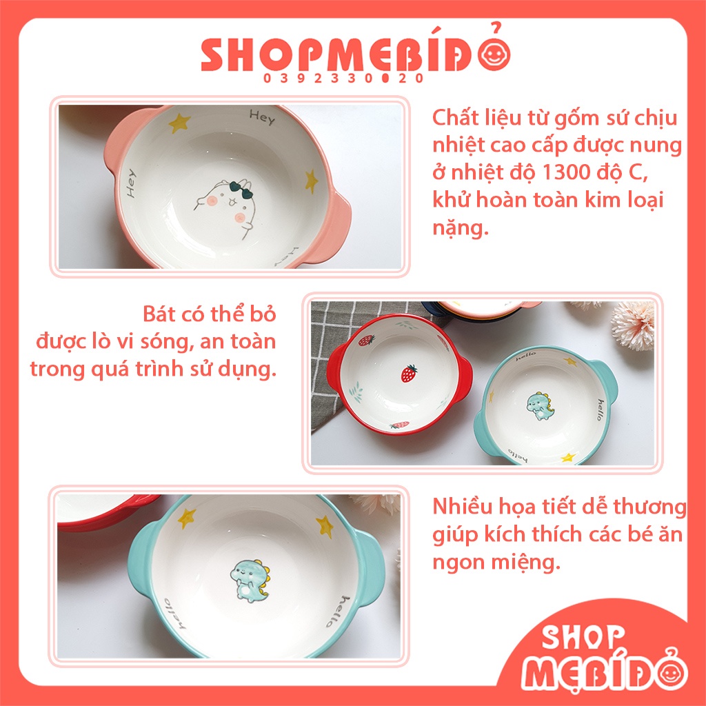 Bát Ăn Dặm Gốm Sứ Lớn Nhiều Hình Dễ Thương Cho Bé 350ML Shop Mẹ Bí Đỏ T77