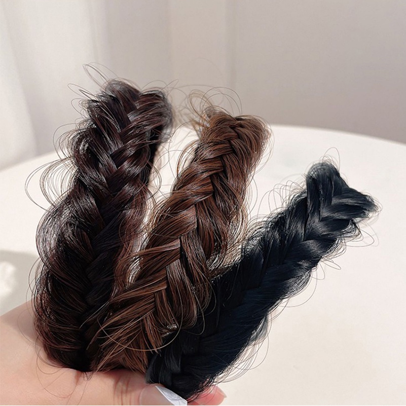 Băng Đô Cài Tóc Dạng Bện Co Giãn Chống Trượt Phong Cách Hàn Quốc Thời Trang Cho Nữ