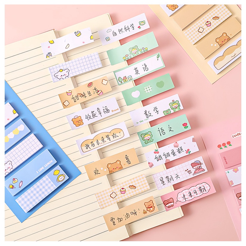 Giấy Note Ghi Chú Phân Loại Họa Tiết Hoạt Hình Cho Học Sinh