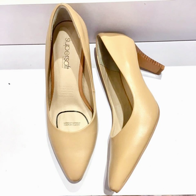 Giày cao gót Supersoft gót trụ 7cm da thật  kèm ảnh chụp thật