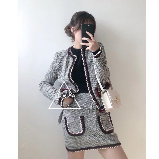 ORDER - Set dạ tweed ZARA TQXK mẫu new 2018 - ảnh chủ shop mặc