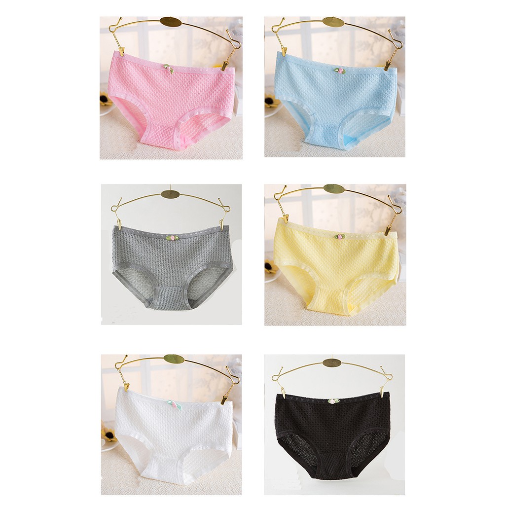 Combo 5 quần lót nữ Muji thông hơi nơ hoa hồng nhỏ xinh xắn