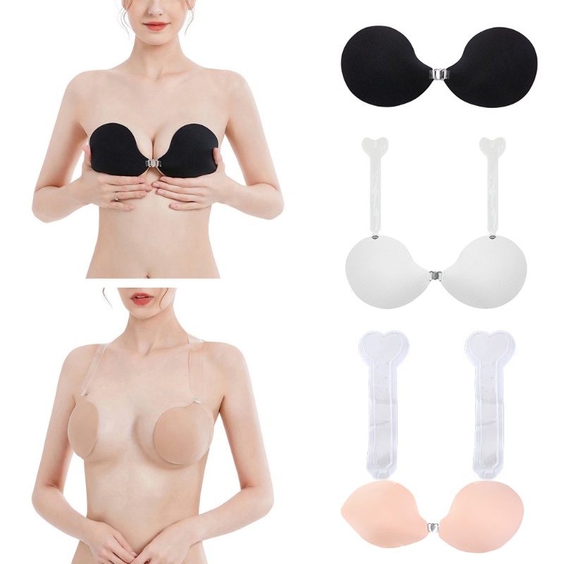 Áo lót quây vô hình che đầu ngực với băng dán nâng ngực hở lưng với khóa cài phía trước cho nữ