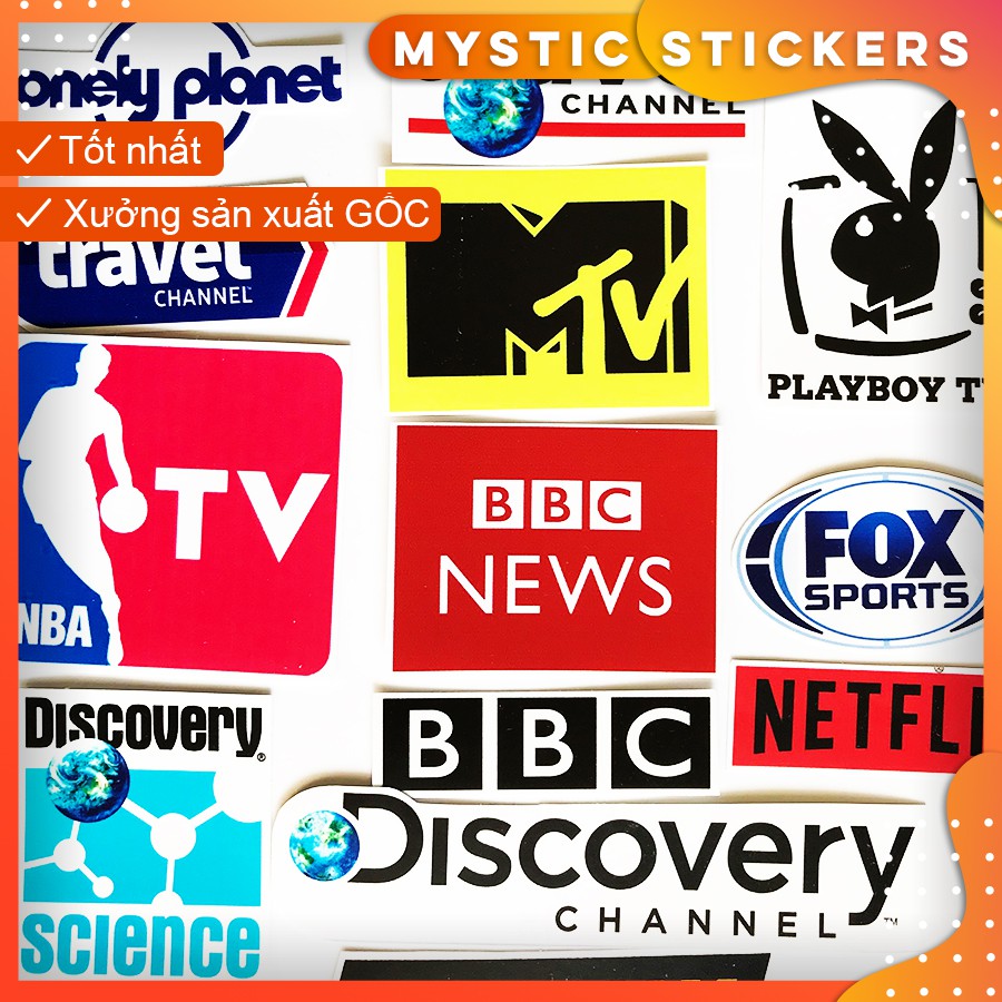 [LOGO TRUYỀN HÌNH] 40 Sticker chống nước/ dán laptop vali xe mũ bảo hiểm nhà cửa ...