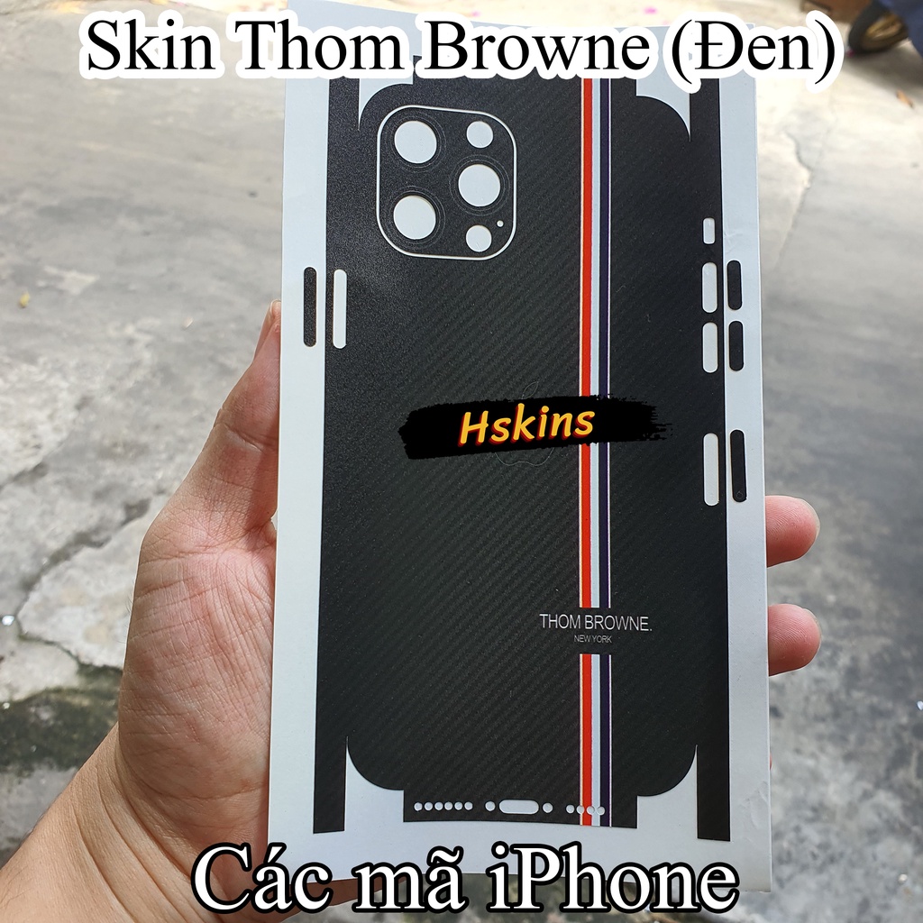 Miếng dán Skin THOM BROWNE đen iPhone 14 Pro Max / 13 Pro Max / 12 Pro Max / 11 Pro Max / Xs Max in UV cao cấp