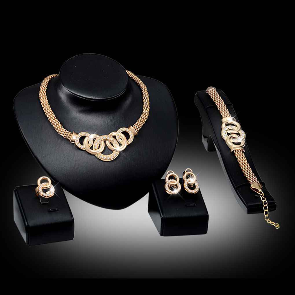 Bộ Trang Sức Mạ Vàng 18k Đính Đá Sang Trọng
