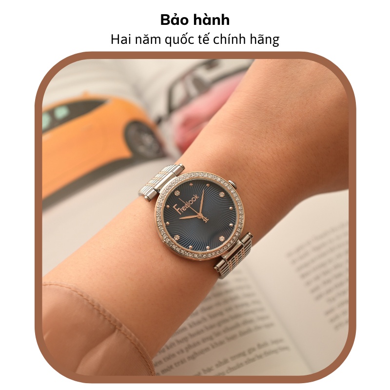 Đồng hồ Freelook FL.1.10201 nữ đẹp mặt nhỏ đính đá, mặt kính chống xước, chống nước, dây thép cao cấp chính hãng