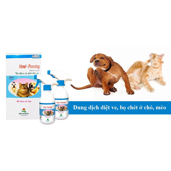 [Rẻ vô địch] [Có sẵn] Thuốc xịt ve rận bọ chét cho chó mèo Vemedim Vime-Frondog 250ml