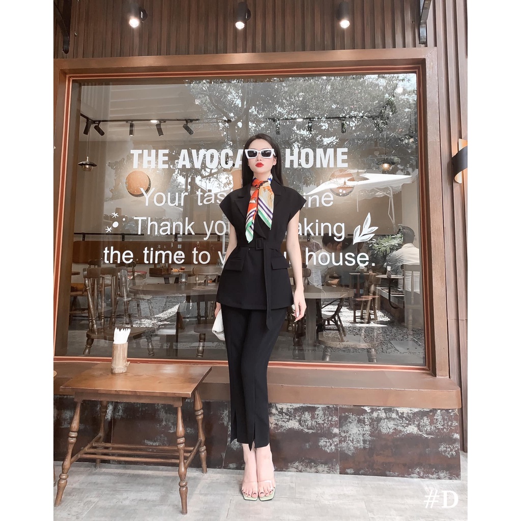 Sét vest kèm khăn lụa