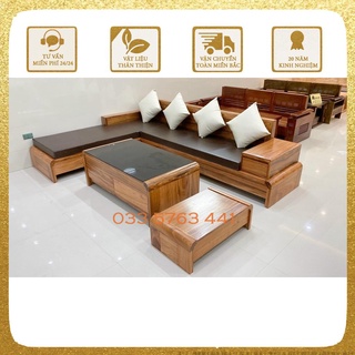 Ghế Sofa góc L gỗ hương xám cao cấp kích thước 2,8 mét x 2 mét - giá chưa bao gồm đệm ngồi ghế sofa