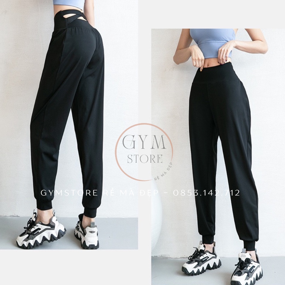 Quần Jogger Ống Rộng Thể Thao Nữ Tập Gym Yoga Thun Co Giãn Thoáng Mát GYMSTORE 091
