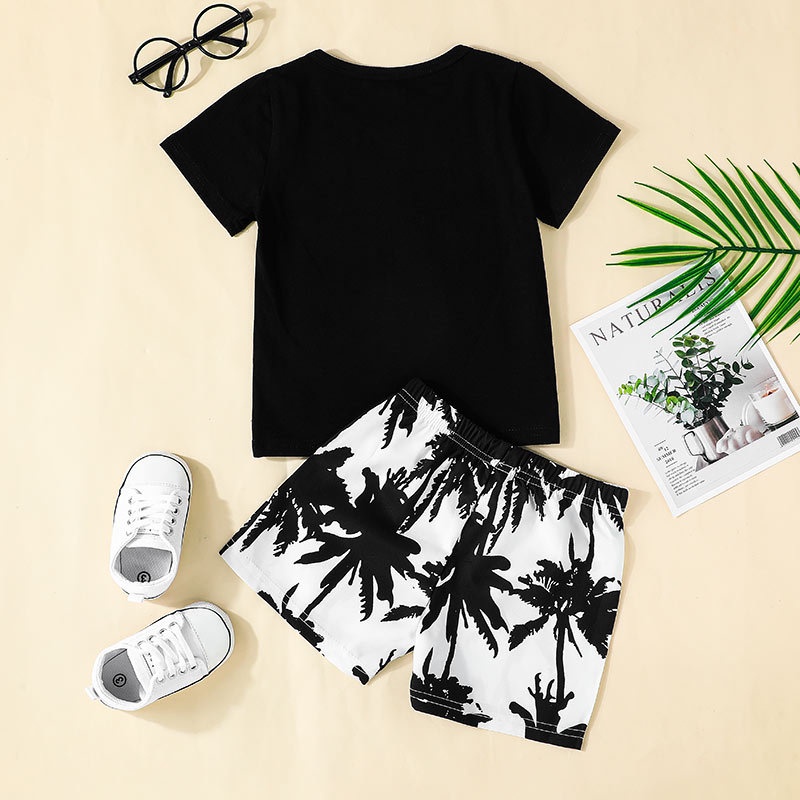 Combo bộ đồ bé trai 1-6 tuổi tay ngắnIn họa tiết hoa Hawaii áo phông quần đùi set mùa hè thời trang cho bé trẻ em