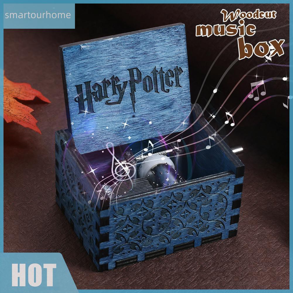 Hộp Nhạc Bằng Gỗ Khắc Hoạ Tiết Chủ Đề Harry Potter