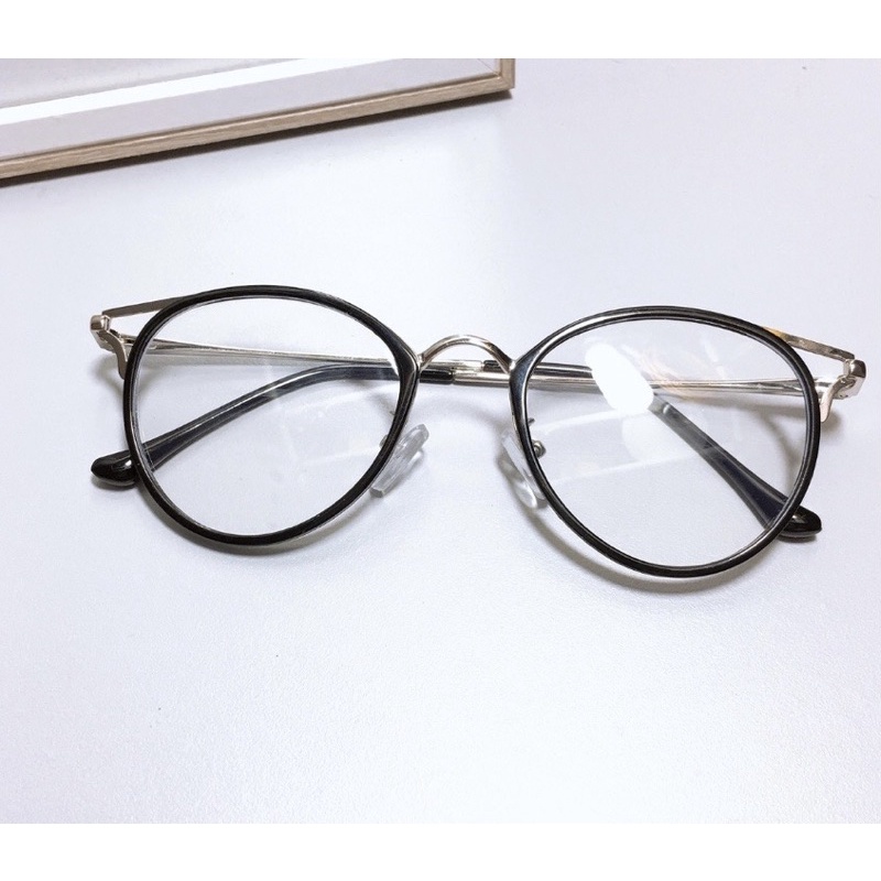 Kính kim loại mắt tròn tai mèo xinh