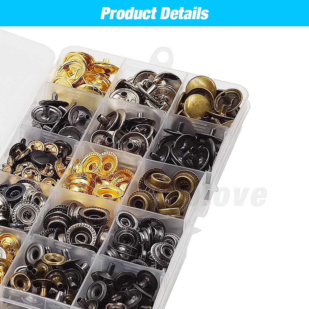 Bộ 25 Nút Bấm Kim Loại 12.5 / 15 / 17 / 20mm Kèm 4 Dụng Cụ Lắp Đặt Cho Quần Áo / Túi Da / Giày Dép