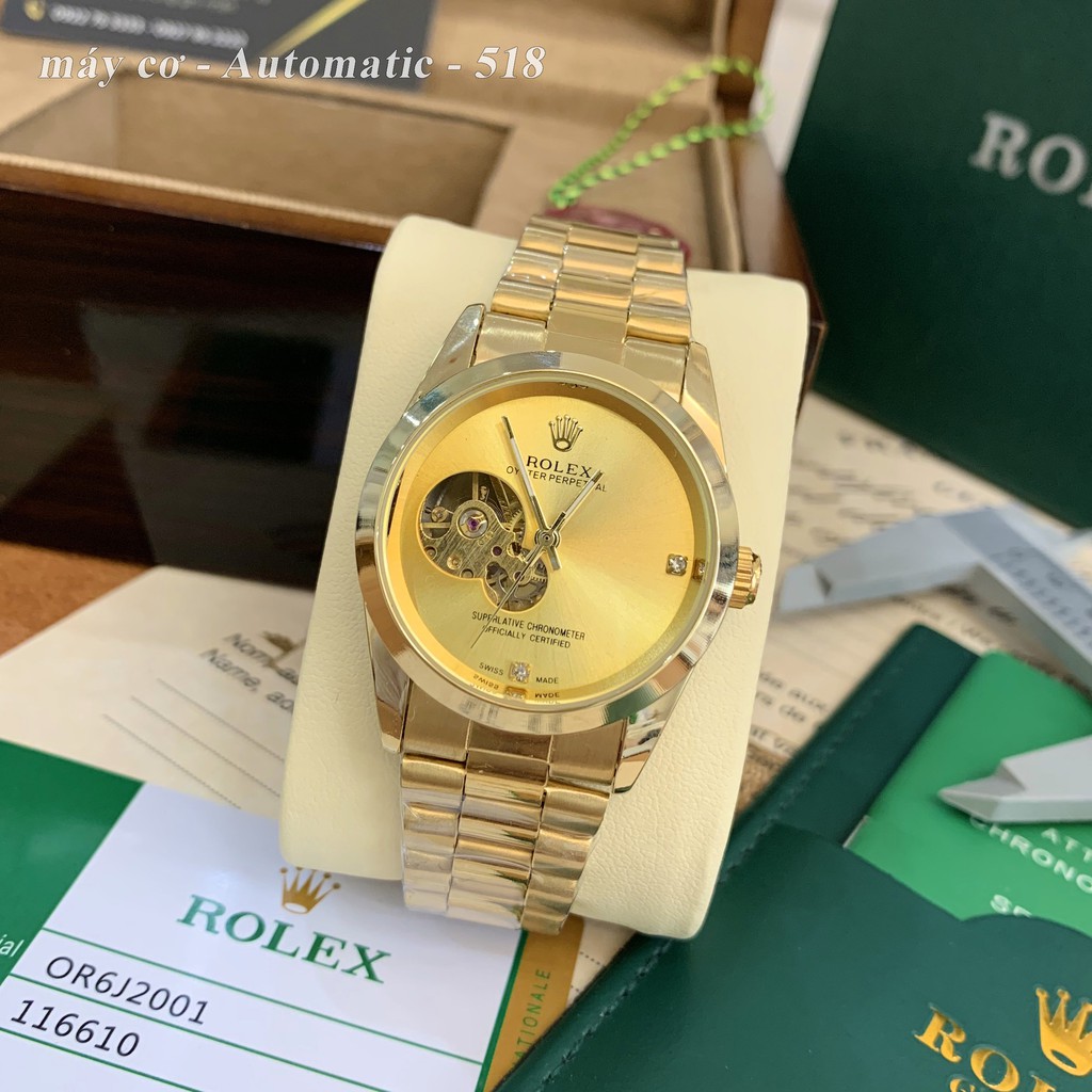 Đồng hồ nam RL máy cơ automatic mạ vàng 18K dây kim loại chống nước cao cấp DH518 Shop114 | BigBuy360 - bigbuy360.vn