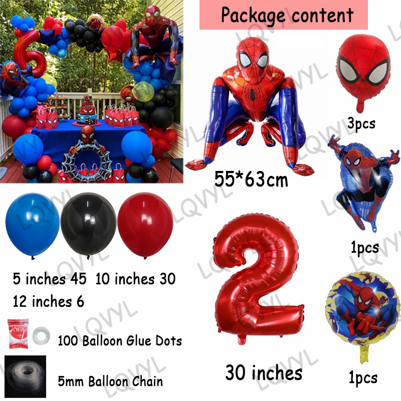 Set 90 bong bóng họa tiết người nhện Marvel trang trí tiệc sinh nhật cho bé