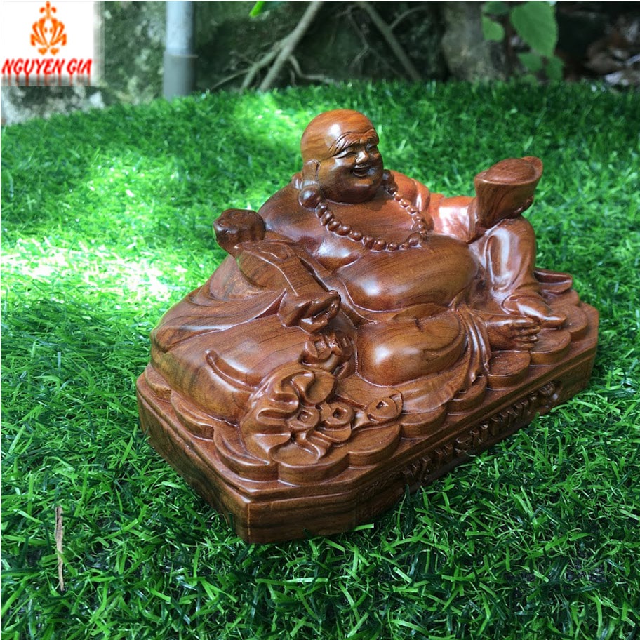 Tượng phật để xe ô tô Phật Di Lặc vạn sự như ý gỗ bách thơm mát trang trí taplo oto, để bàn