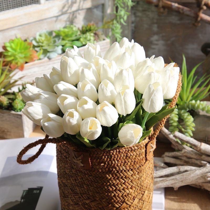 Hoa Giả - Hoa Tulip nhiều màu sắc 33cm trang trí xinh xắn, nhẹ nhàng, phụ kiện decor