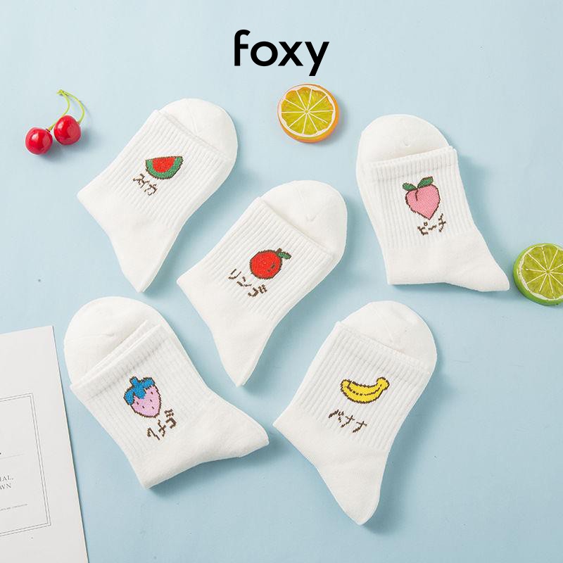 Tất Nữ Vớ Nữ Cổ Ngắn Foxy Hoạ Tiết Hoa Quả Phong Cách Nhật Bản - FOS004