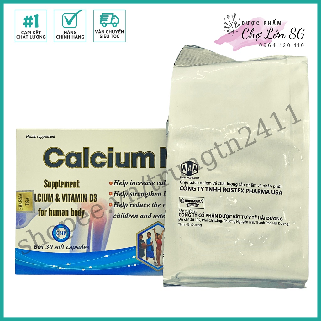 Viên uống CALCIUM NANO bổ sung canxi D3 giúp tăng chiều cao, chắc xương (XANH BIỂN) – Hộp 30 viên