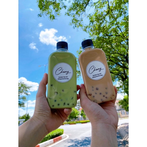 Chai nhựa đẹp/ Chai nhựa dáng dẹp ngang size 250ml - 330ml kèm nắp