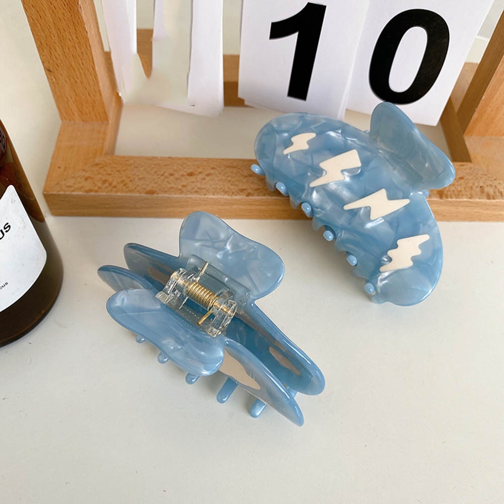 Kẹp Tóc Hình Học Khoét Rỗng Màu Xanh Dương Lightning Hoạt Hình Đám Mây Thời Trang Cho Nữ