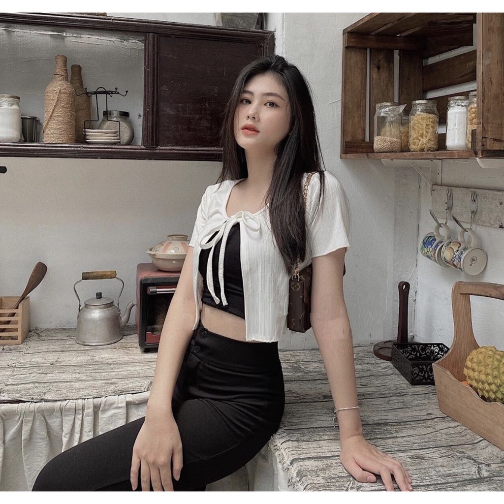ÁO CROPTOP THUN NGẮN - ÁO KIỂU CRT ULZANG NGẮN TAY CỔ RỘNG KHOÁC NHẸ HỞ NGỰC TRƠN BASIC 164