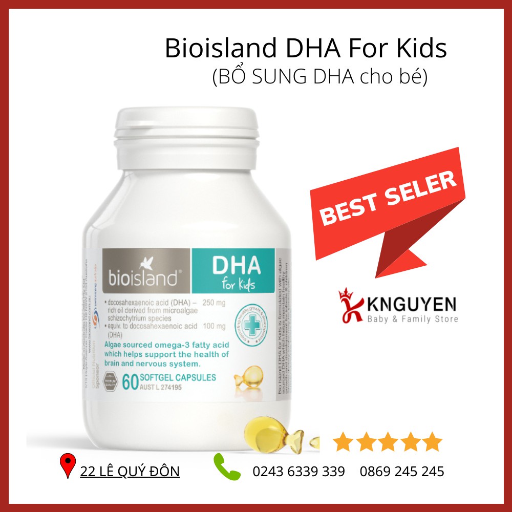 Viên bổ sung DHA Bioisland💖FREESHIP💖Viên Uống DHA Bio Island cho bé Úc 60 viên [KNguyen]