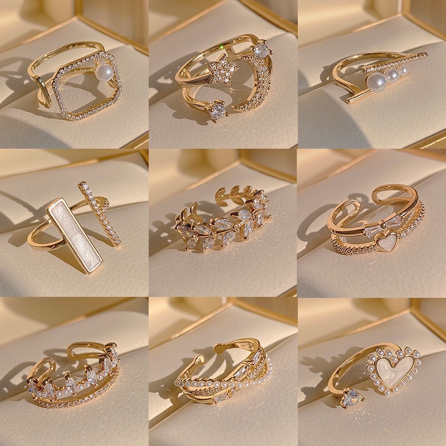 Nhẫn Hở Hai Lớp Hình Bướm Đính Đá zircon Đơn Giản Cá Tính Cho Nữ